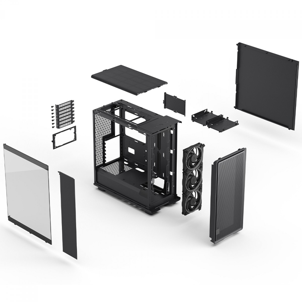 Gabinete Gamer Fractal Design Epoch, RGB, Mid Tower, Vidro Temperado, ATX, Sem Fonte, Com 3 Fans, Preto, FD-C-EPO1A-04