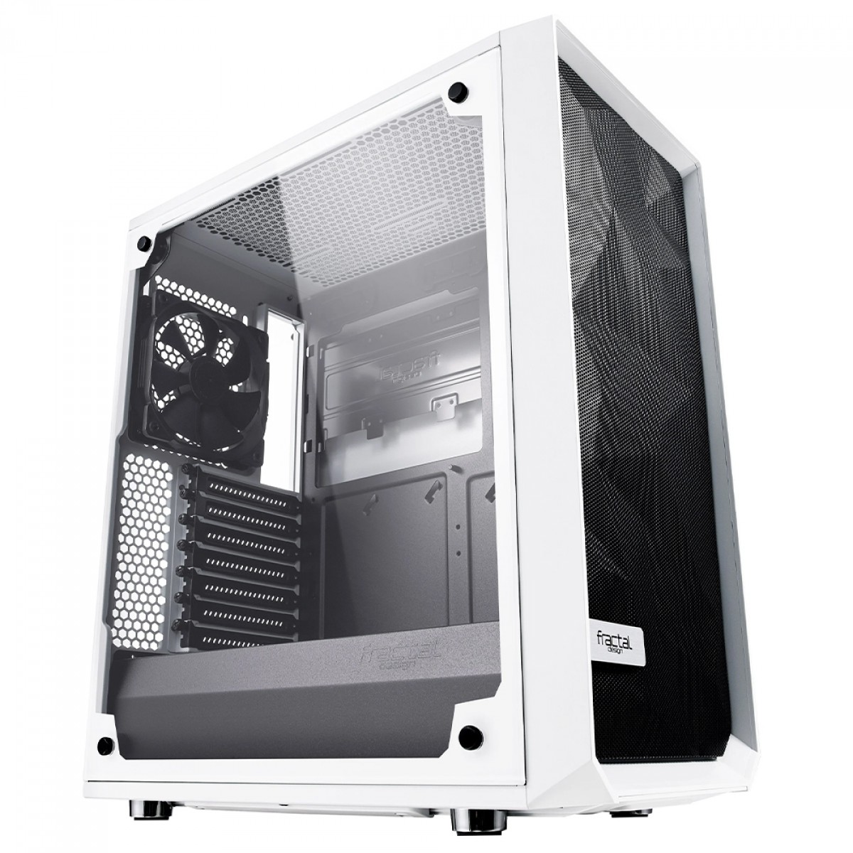 Gabinete Gamer Fractal Design Meshify C, Mid Tower, ATX, Sem Fonte, Com 2 Fans, Branco e Preto, FD-CA-MESH-C-WT-TGC