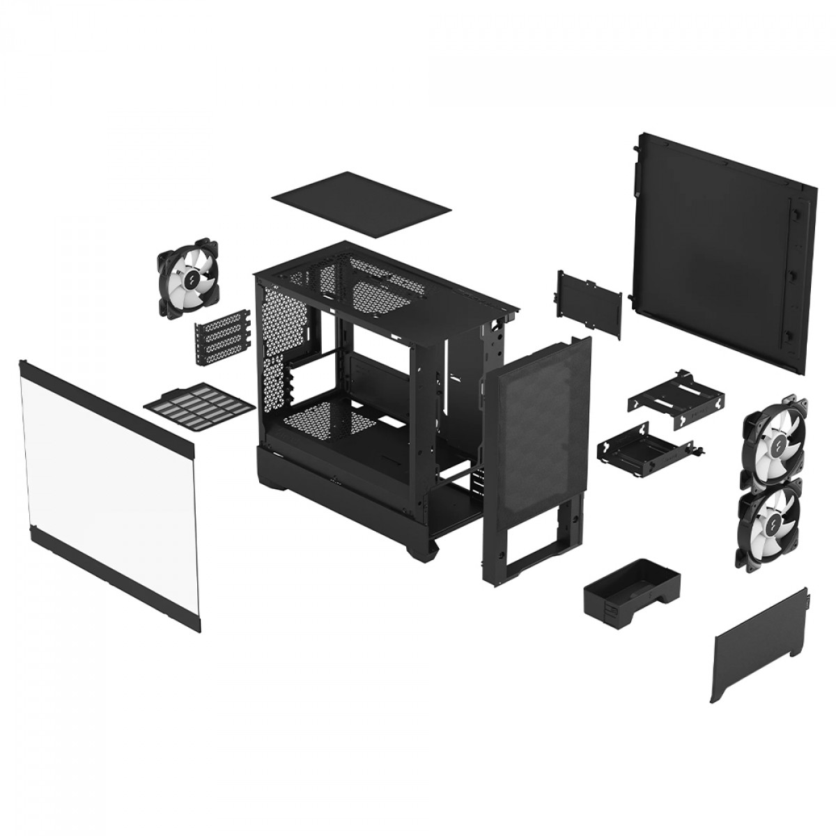 Gabinete Gamer Fractal Design Pop Mini Air, RGB, Mini Tower, mATX, Sem Fonte, Com 3 Fans, Preto, FD-C-POR1M-06