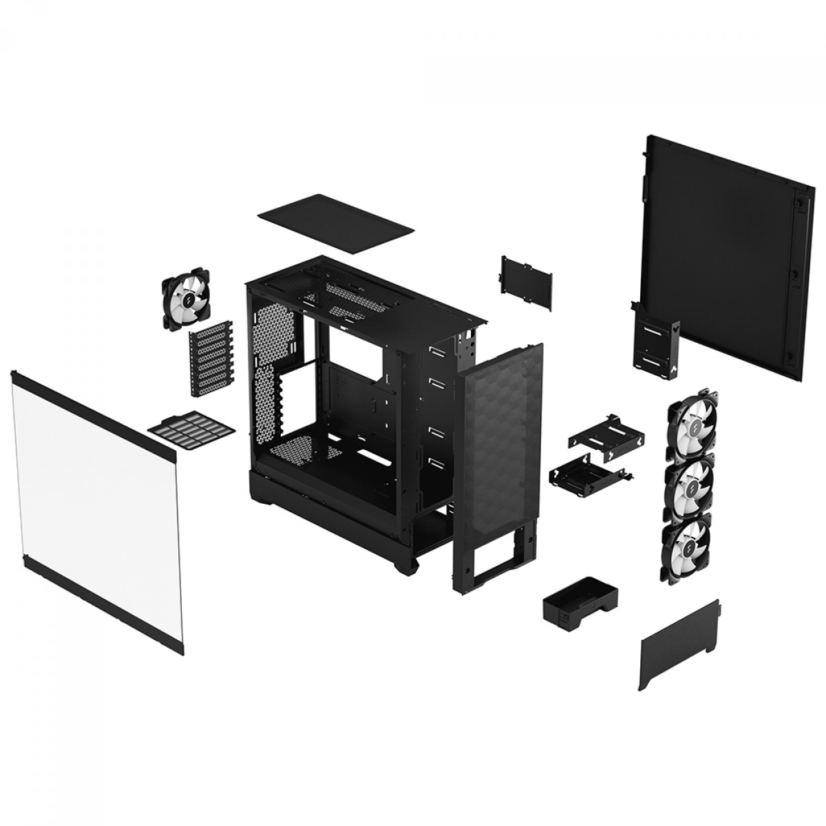 Gabinete Gamer Fractal Design Pop XL Air, Black, Full Tower, Vidro Temperado, E-ATX, Sem Fonte, Com 4 Fans, FD-C-POR1X-06