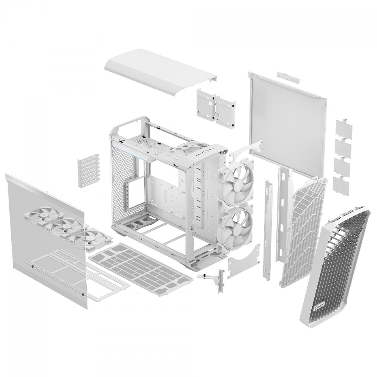 Gabinete Gamer Fractal Design Torrent RGB, Mid Tower, Vidro Temperado, EATX, Com 5 Fans, Sem Fonte, Branco, FD-C-TOR1A-07