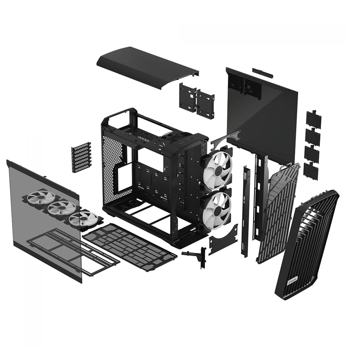 Gabinete Gamer Fractal Design Torrent RGB, Mid Tower, Vidro Temperado, EATX, Com 5 Fans, Sem Fonte, Preto, FD-C-TOR1A-04