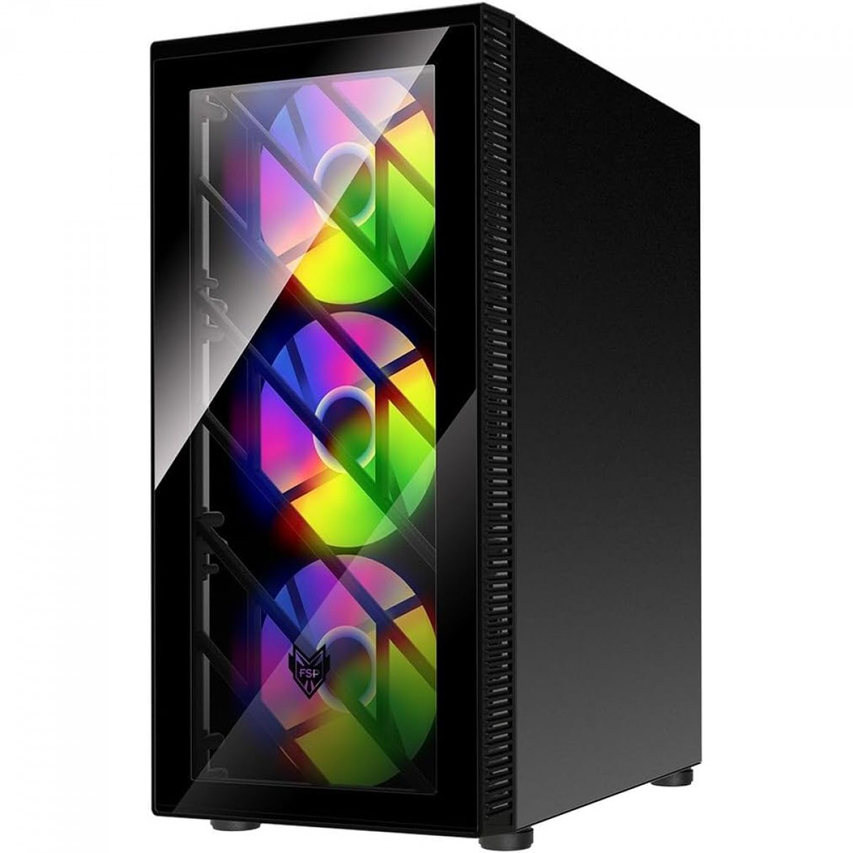 Gabinete Gamer FSP CMT192, Mid Tower, Vidro Temperado, ATX, Preto, Sem Fonte, Com 4 Fans