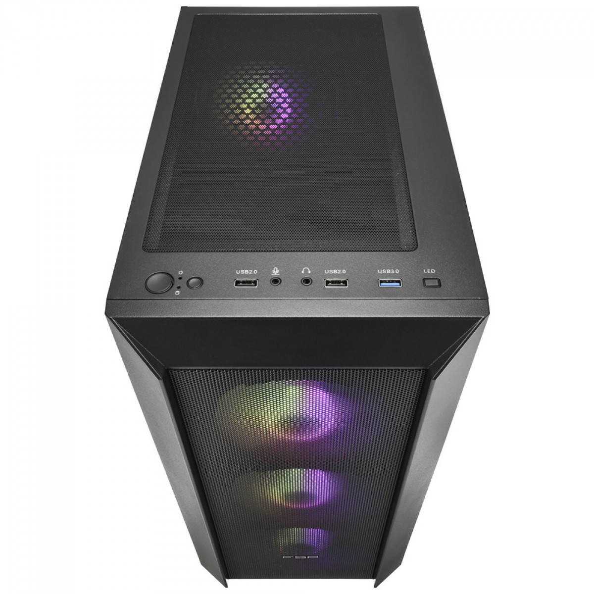 Gabinete Gamer FSP CMT218 Black, Mid Tower, Vidro Temperado, ATX, Sem Fonte, Com 4 Fans, Preto