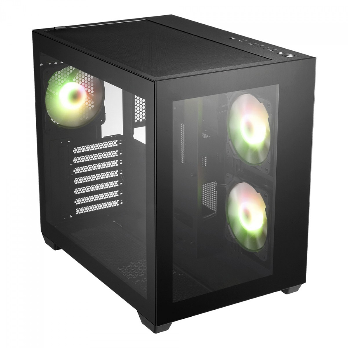 Gabinete Gamer FSP CMT380 ARGB, Aquario, Mid Tower, Vidro Temperado, ATX, Preto, Sem Fonte, Com 3 Fans