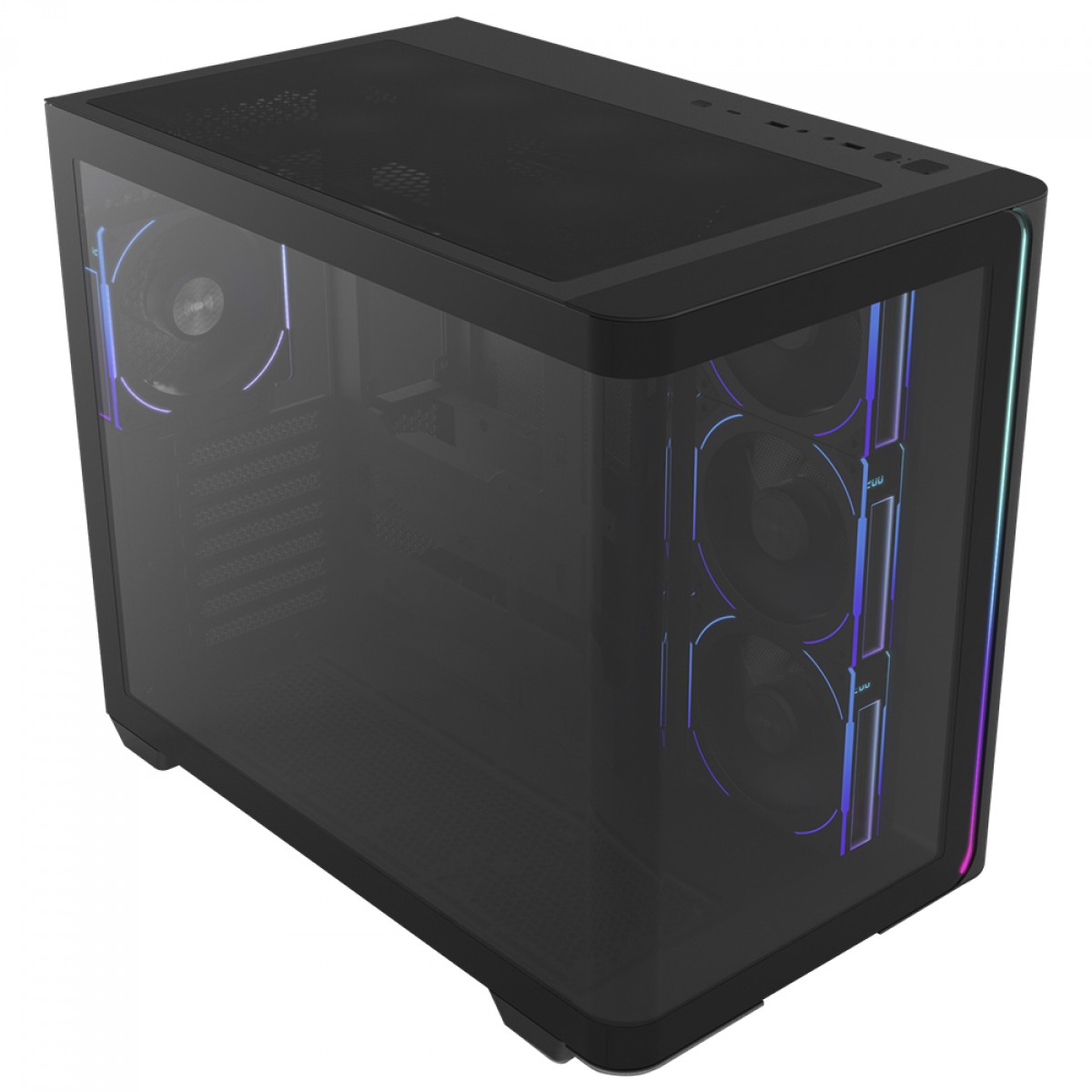 Gabinete Gamer FSP M580 Plus, Aquario, Mid Tower, Vidro Curvo, ATX, Sem Fonte, Com 4 Fans ARGB, Preto
