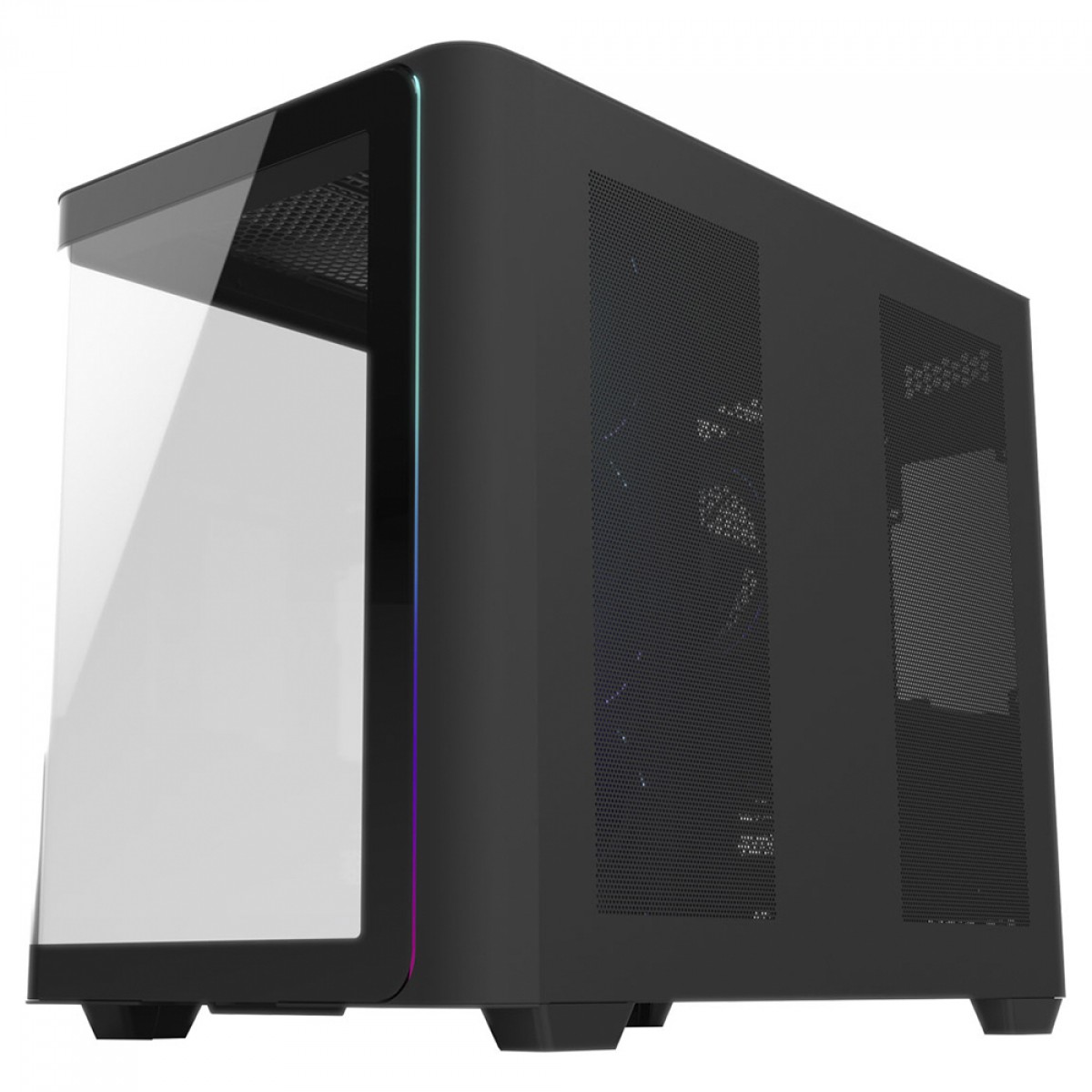 Gabinete Gamer FSP M580 Plus, Aquario, Mid Tower, Vidro Curvo, ATX, Sem Fonte, Com 4 Fans ARGB, Preto