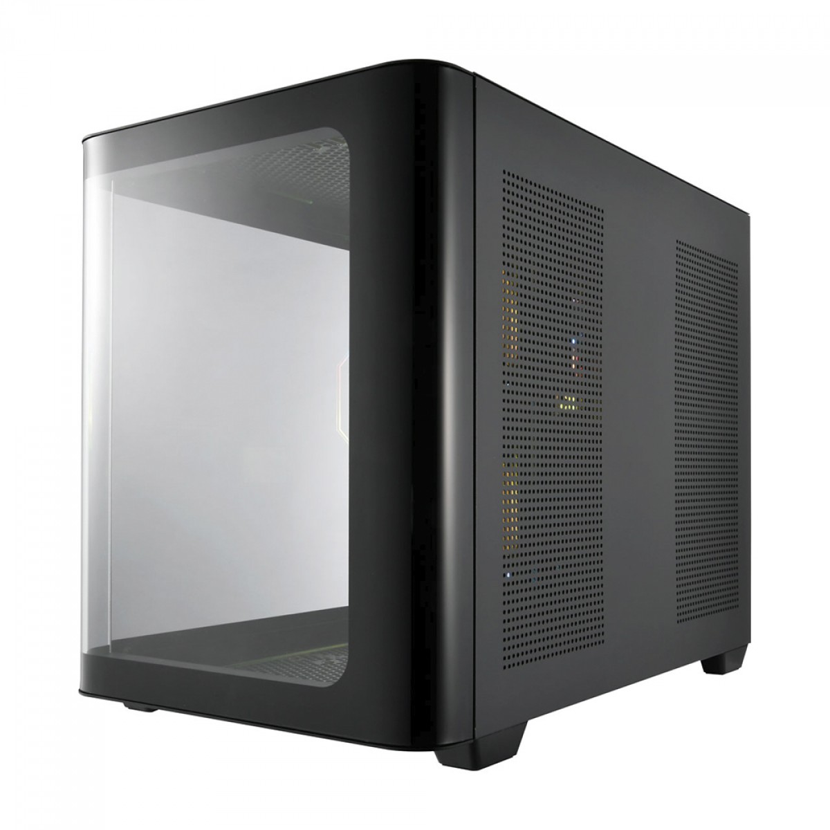 Gabinete Gamer FSP S380-BA, Aquario, Mid Tower, Vidro Temperado, MATX, Preto, Sem Fonte, Com 3 Fans ARGB
