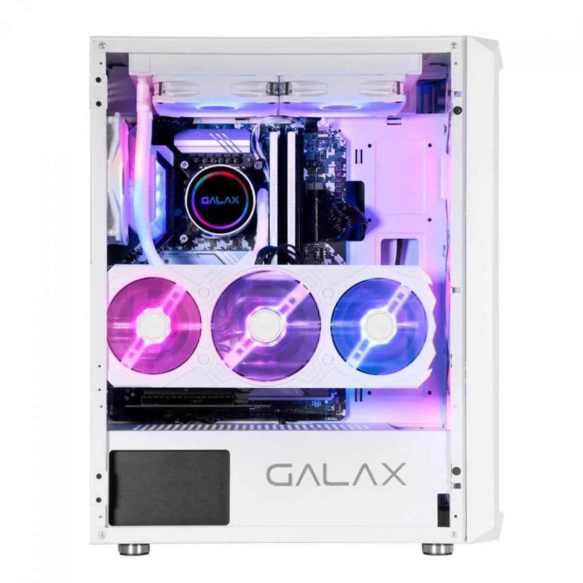 Gabinete Gamer Galax Revolution-07, Mid Tower, Vidro Temperado, ATX, Com 4 Fans, Branco, CGG7AGWA4B0-GLXG