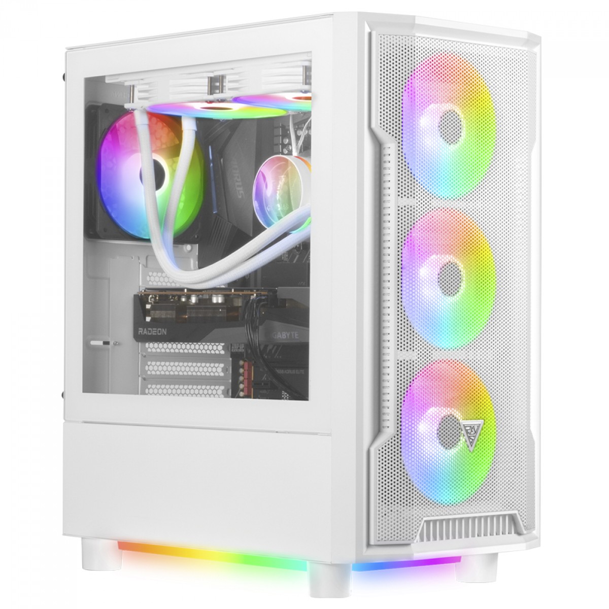  GAMDIAS White RGB Gaming ATX Mid Tower Computer PC