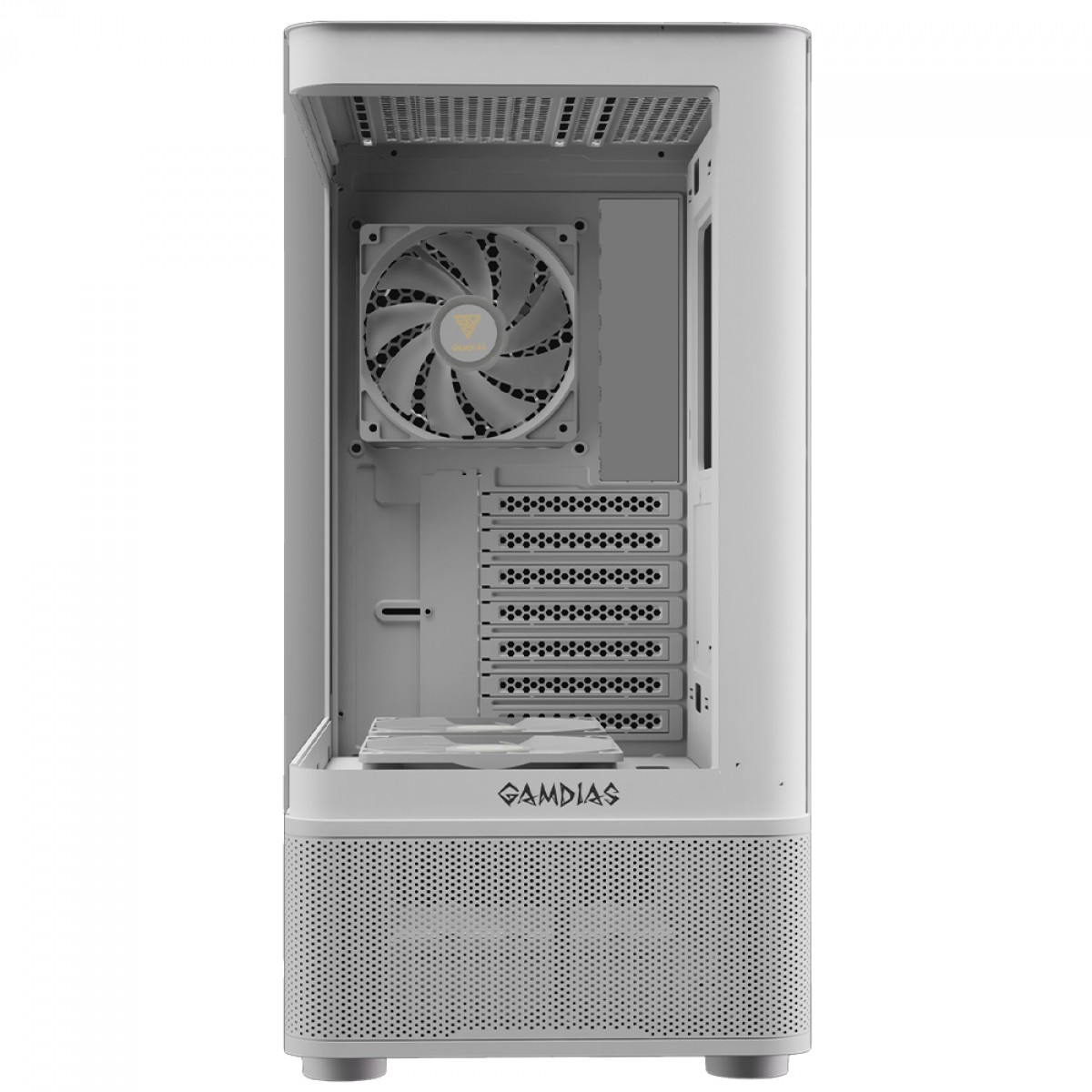 Gabinete Gamer Gamdias Atlas E2 CG WH, Mid Tower, Vidro Temperado, ATX, Sem Fonte, Com 3 Fans ARGB, Branco