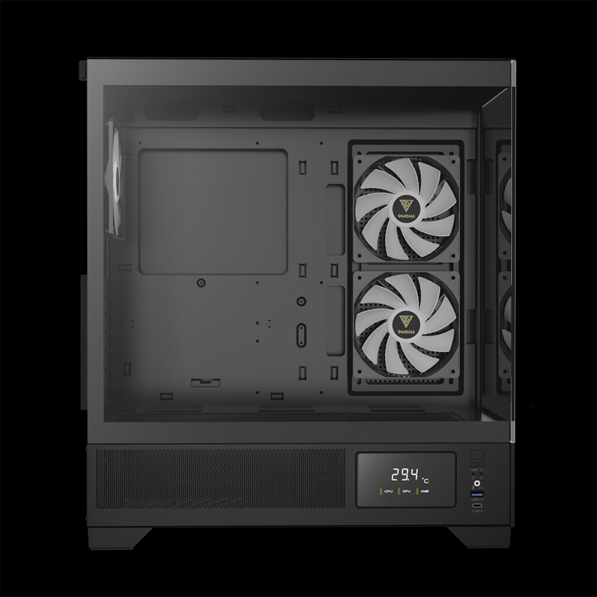 Gabinete Gamer Gamdias Atlas M1, Mid Tower, Vidro Temperado, ATX, Black, Sem Fonte, Com 3 Fans ARGB