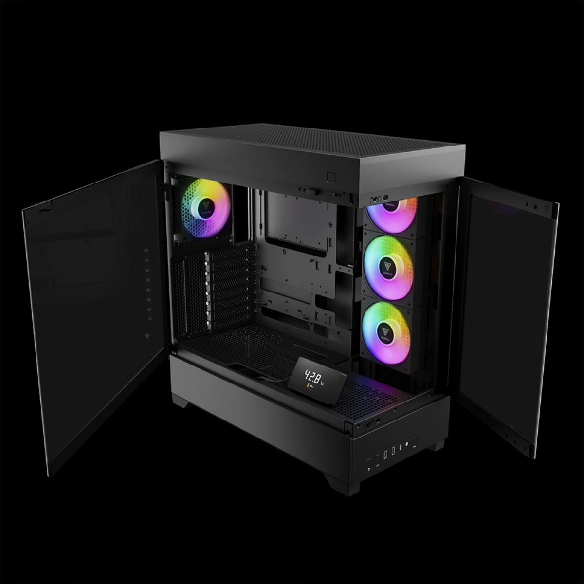 Gabinete Gamer Gamdias Atlas P1, Mid Tower, Vidro Temperado, ATX, Black, Sem Fonte, Com 4 Fans ARGB