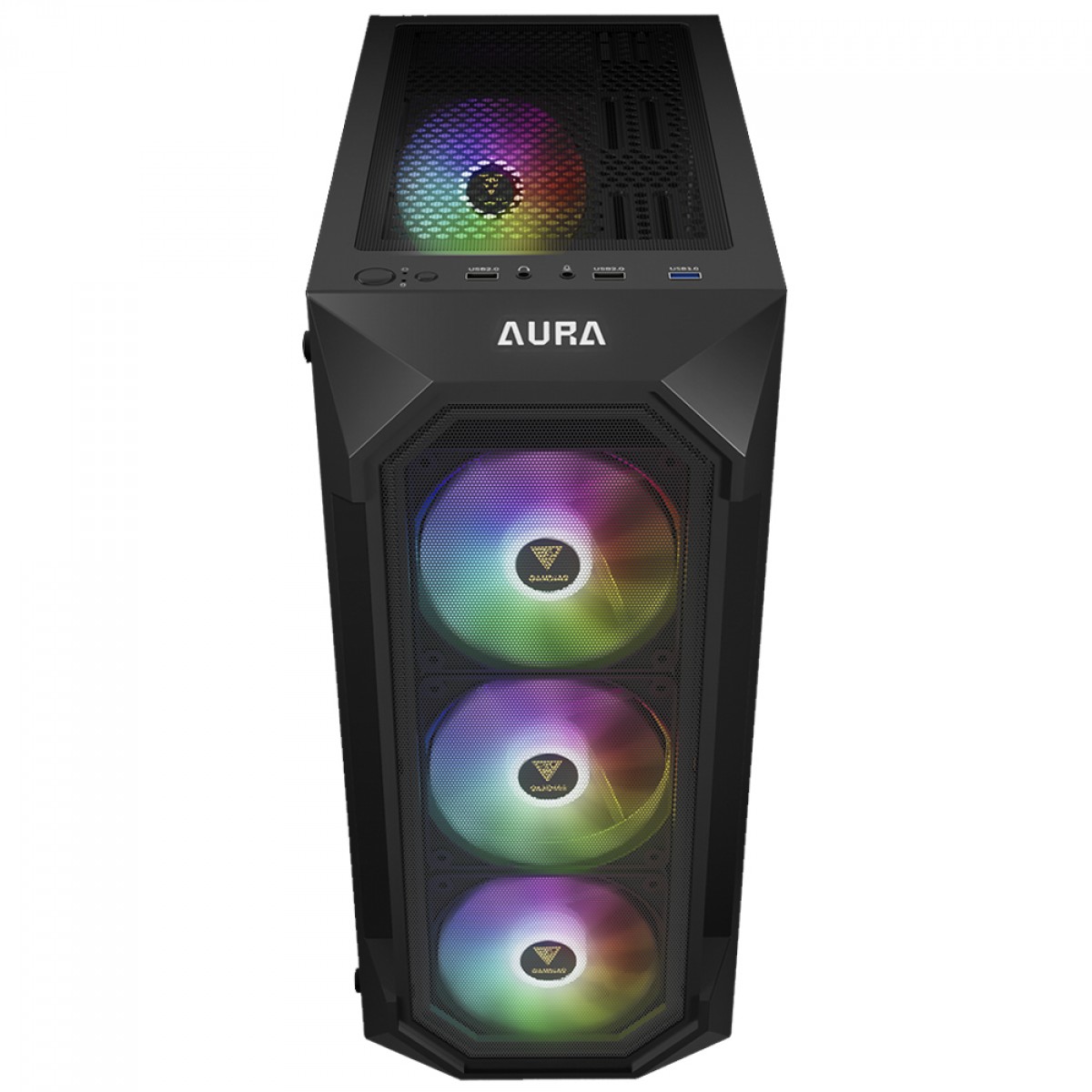 Gabinete Gamer Gamdias Aura GC1 Elite ARGB, Vidro Temperado, ATX, Mid Tower, Com 4 Fans, Sem Fonte, Black