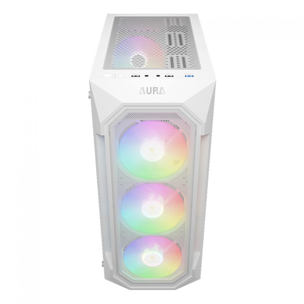 Gabinete Gamer Gamdias Aura GC1 Elite ARGB, Vidro Temperado, ATX, Mid Tower, Com 4 Fans, Sem Fonte, White