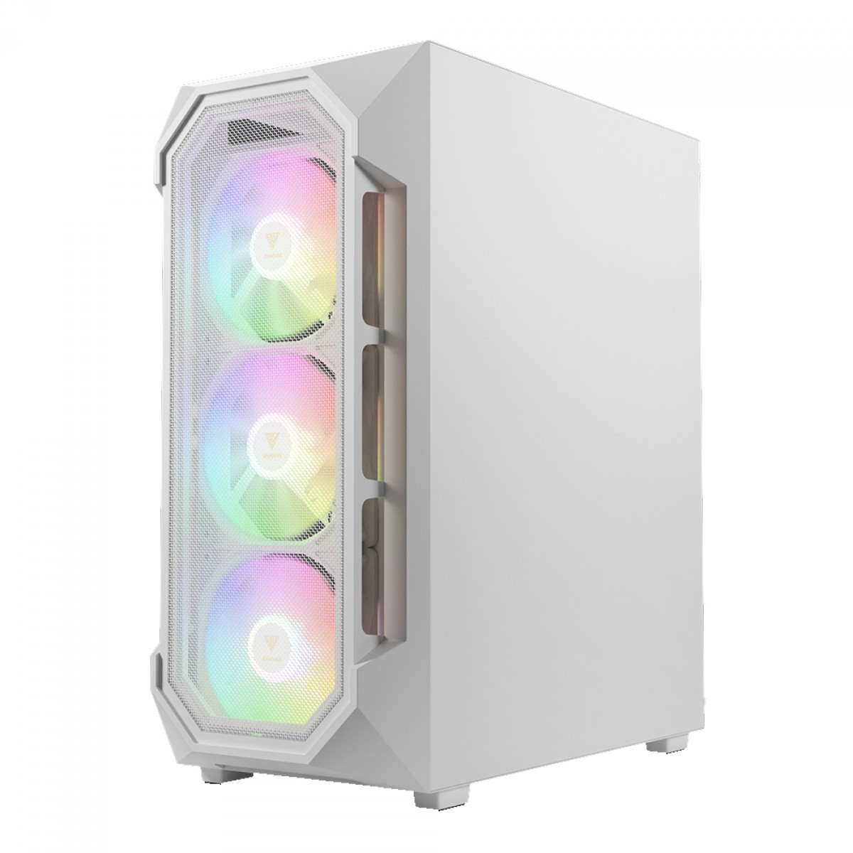 Gabinete Gamer Gamdias Aura GC1 Elite ARGB, Vidro Temperado, ATX, Mid Tower, Com 4 Fans, Sem Fonte, White