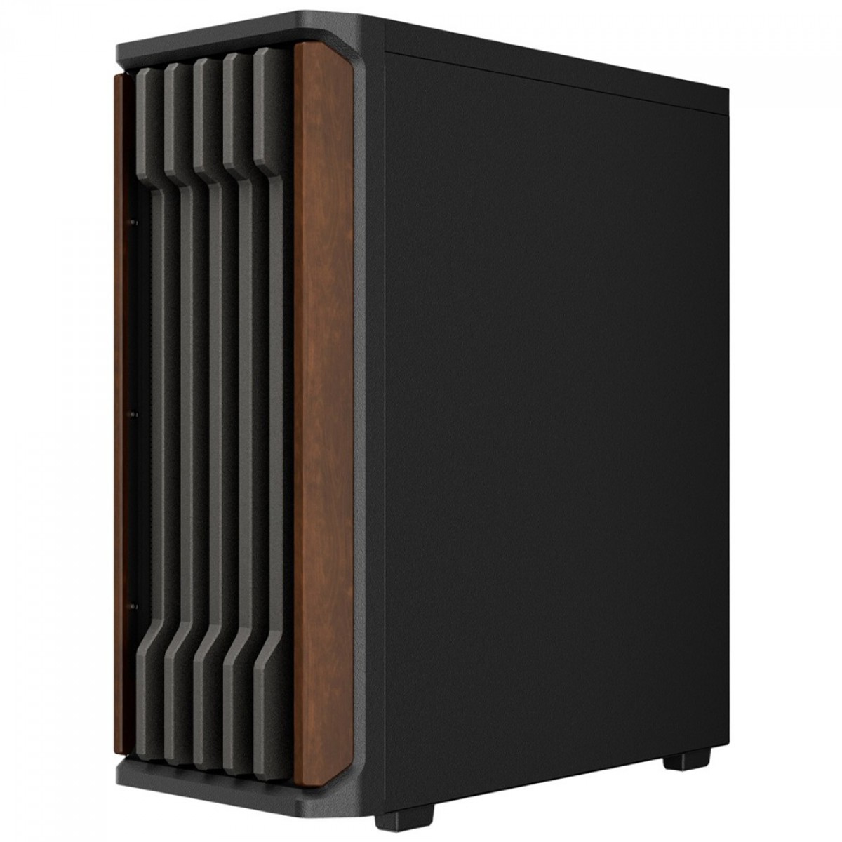 Gabinete Gamer Gamdias Aura GC11 WOOD, Mid Tower, Vidro Temperado, ATX, Sem Fonte, Madeira Nogueira, Com 4 Fans, Preto
