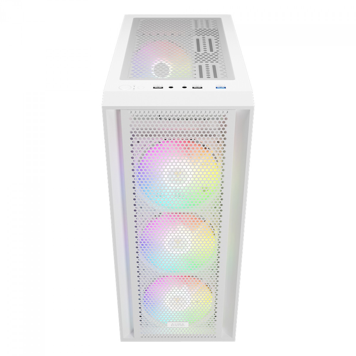 Gabinete Gamer Gamdias Aura GC2 Elite ARGB, Vidro Temperado, ATX, Mid Tower, Com 4 Fans, Sem Fonte, White