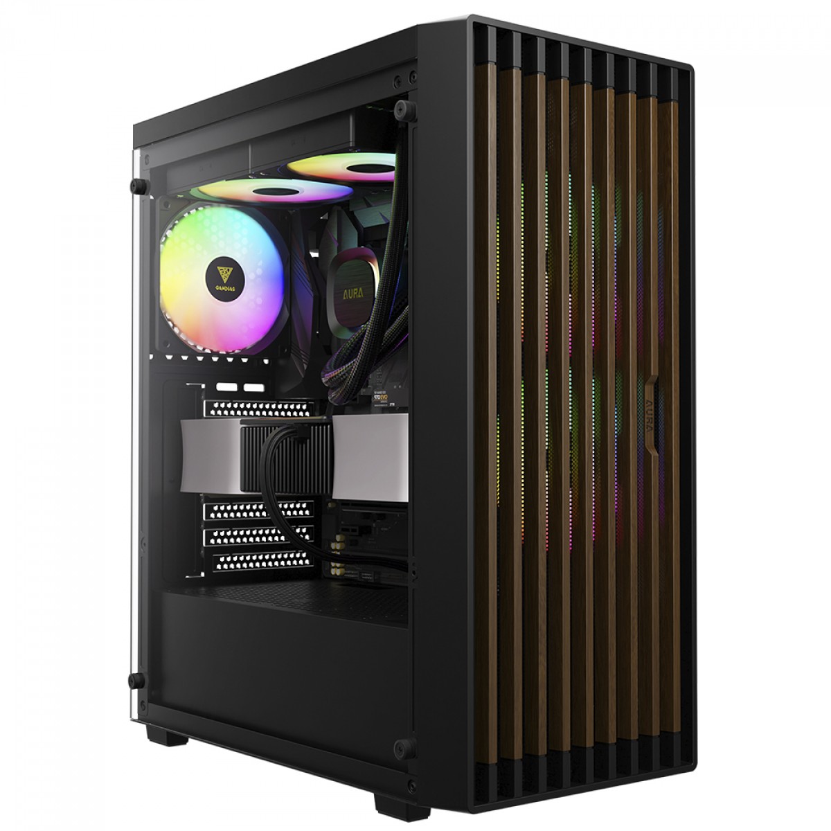 Gabinete Gamer Gamdias Aura GC4 Elite ARGB, Mid Tower, Vidro Temperado, ATX, Sem Fonte, Com 3 Fans, Preto