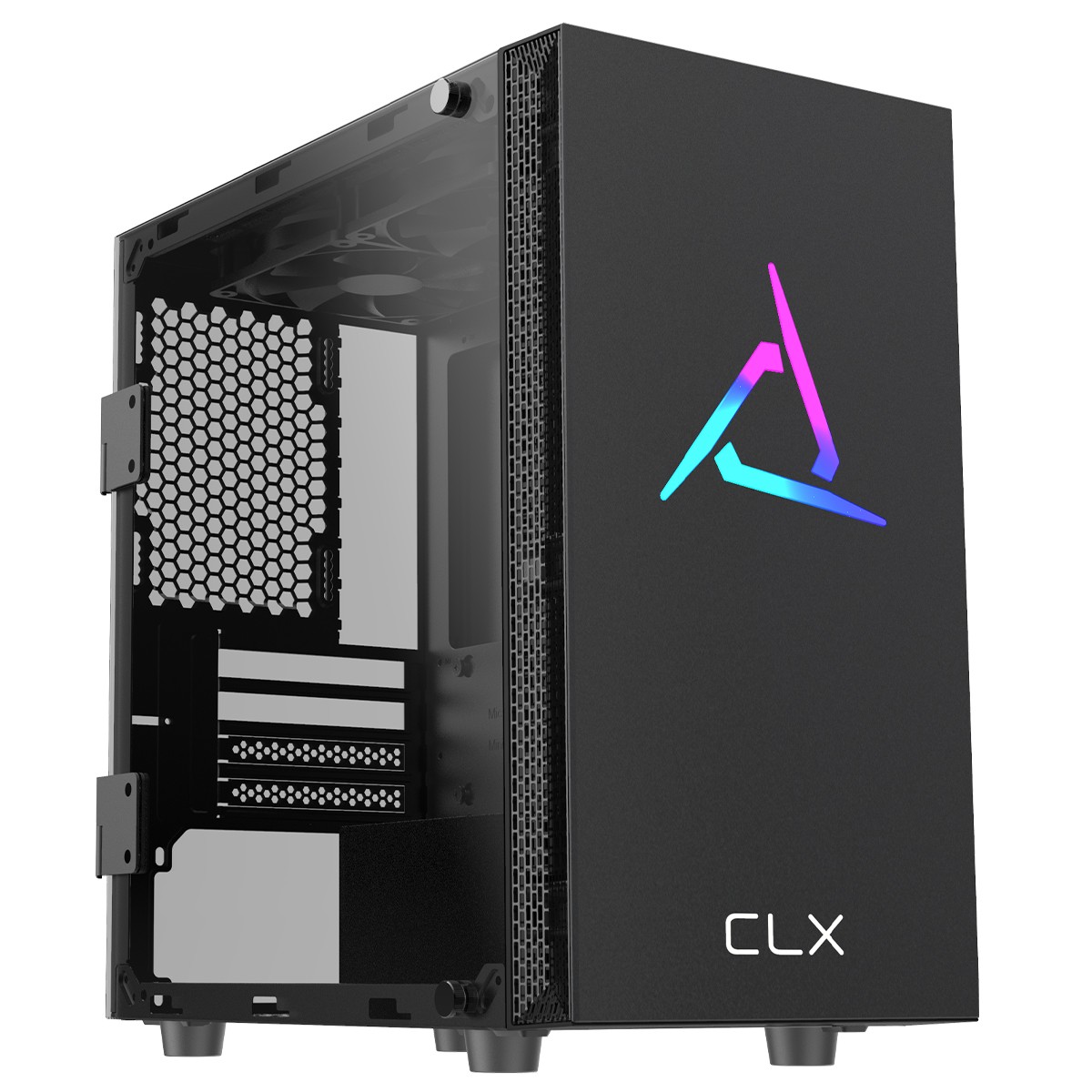 Gabinete Gamer Gamdias CLX Mars E1A V1, Mini Tower, Vidro Temperado, M-ATX, Com 3 Fans ARGB, Preto