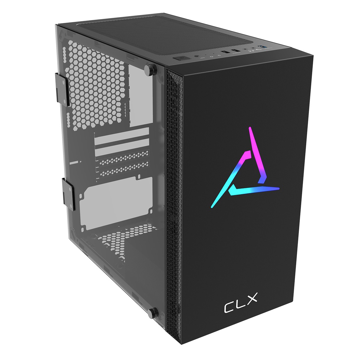Gabinete Gamer Gamdias CLX Mars E1A V1, Mini Tower, Vidro Temperado, M-ATX, Com 3 Fans ARGB, Preto