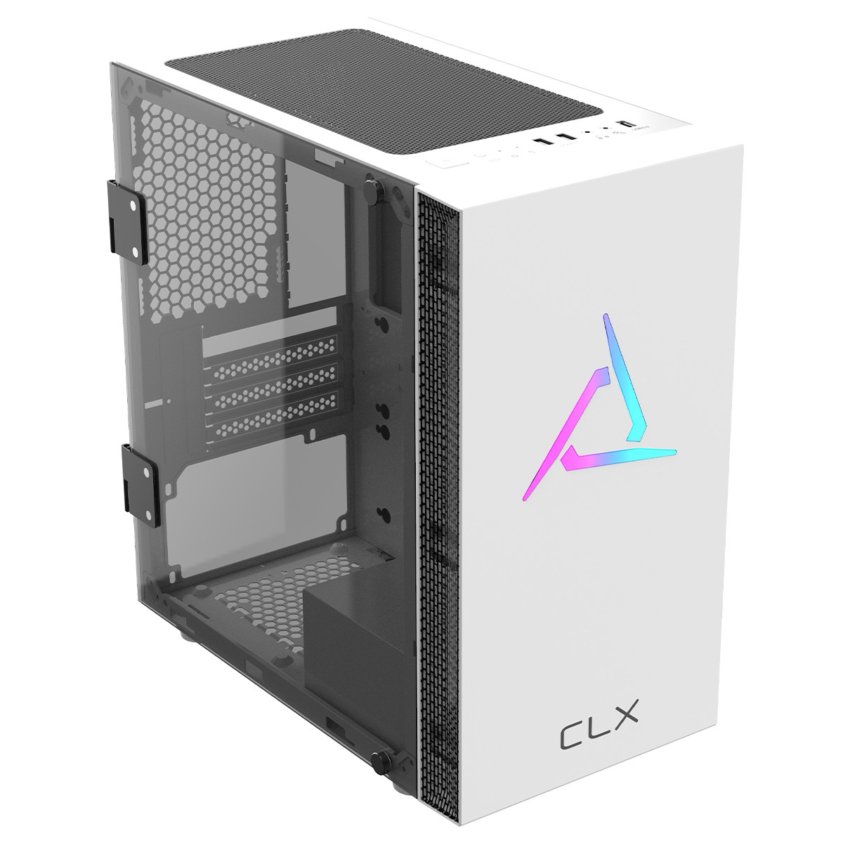 Gabinete Gamer Gamdias CLX Mars E1A WH, Mini Tower, Vidro Temperado, M-ATX, Com 3 Fans ARGB, Branco