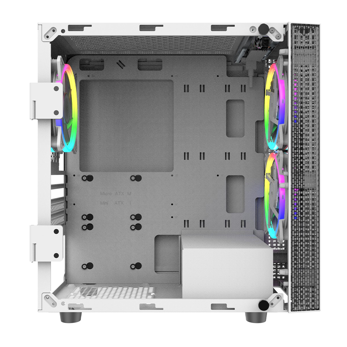 Gabinete Gamer Gamdias CLX Mars E1A WH, Mini Tower, Vidro Temperado, M-ATX, Com 3 Fans ARGB, Branco