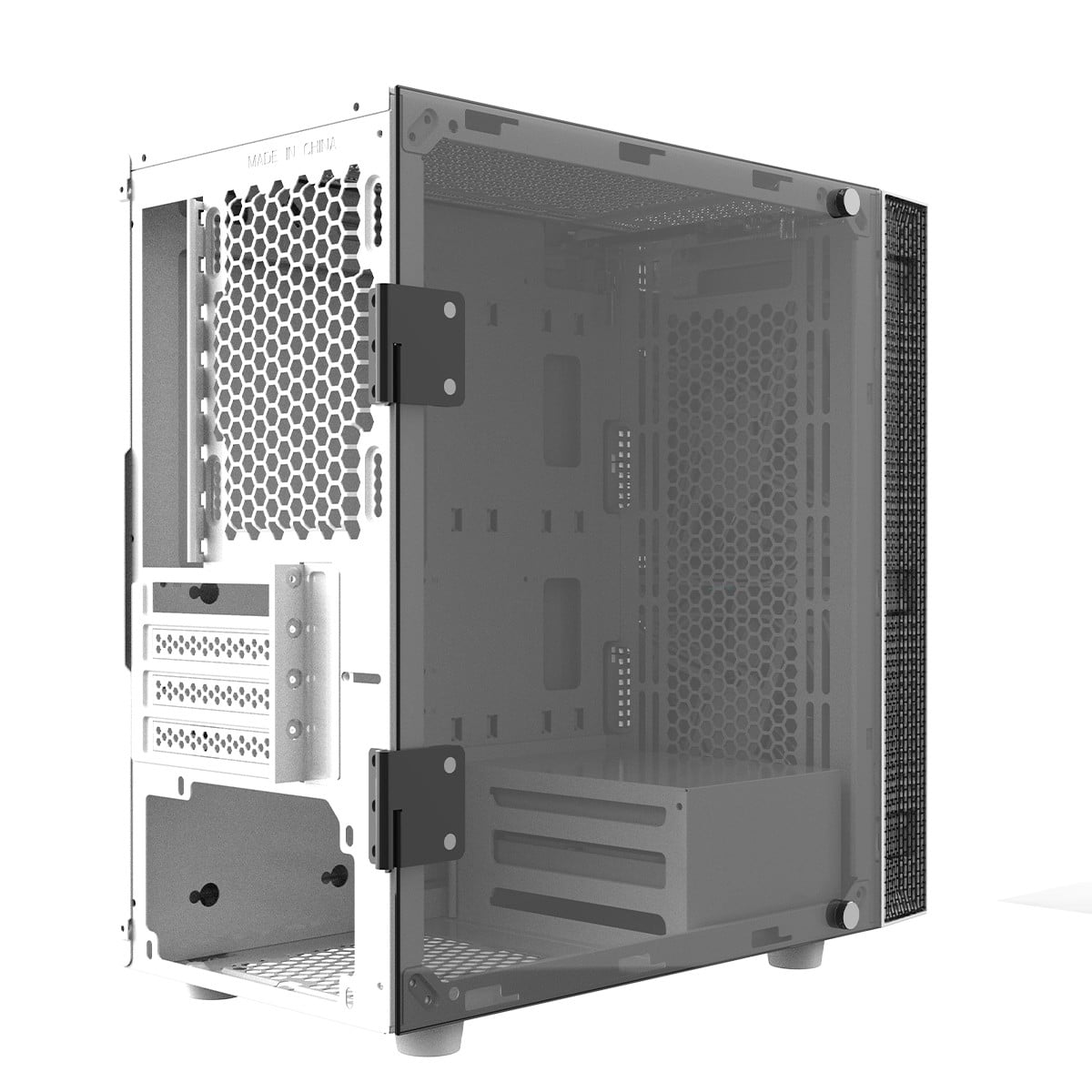 Gabinete Gamer Gamdias CLX Mars E1A WH, Mini Tower, Vidro Temperado, M-ATX, Com 3 Fans ARGB, Branco