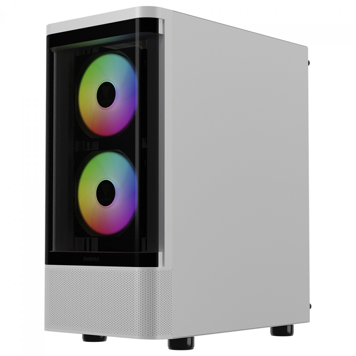 Gabinete Gamer Gamdias Talos E3 CG WH, Mid Tower, Vidro Temperado, ATX, Com 3 Fans ARGB, Branco