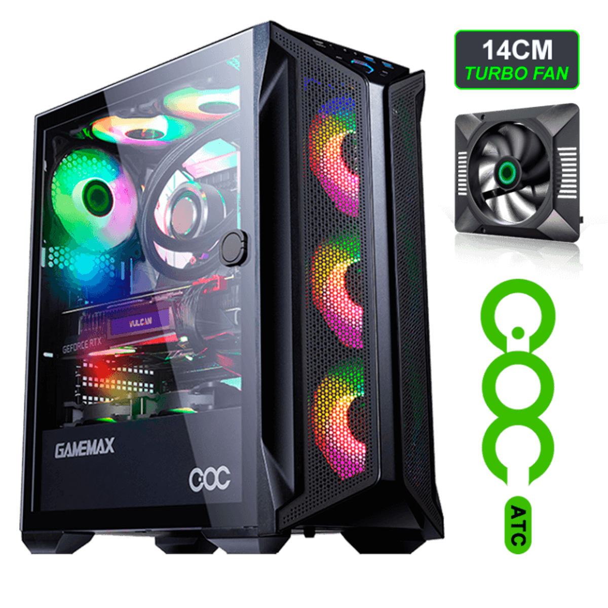 Gabinete Gamemax Ninja Coc Rgb Vidro Temperado 1 Fan Argb