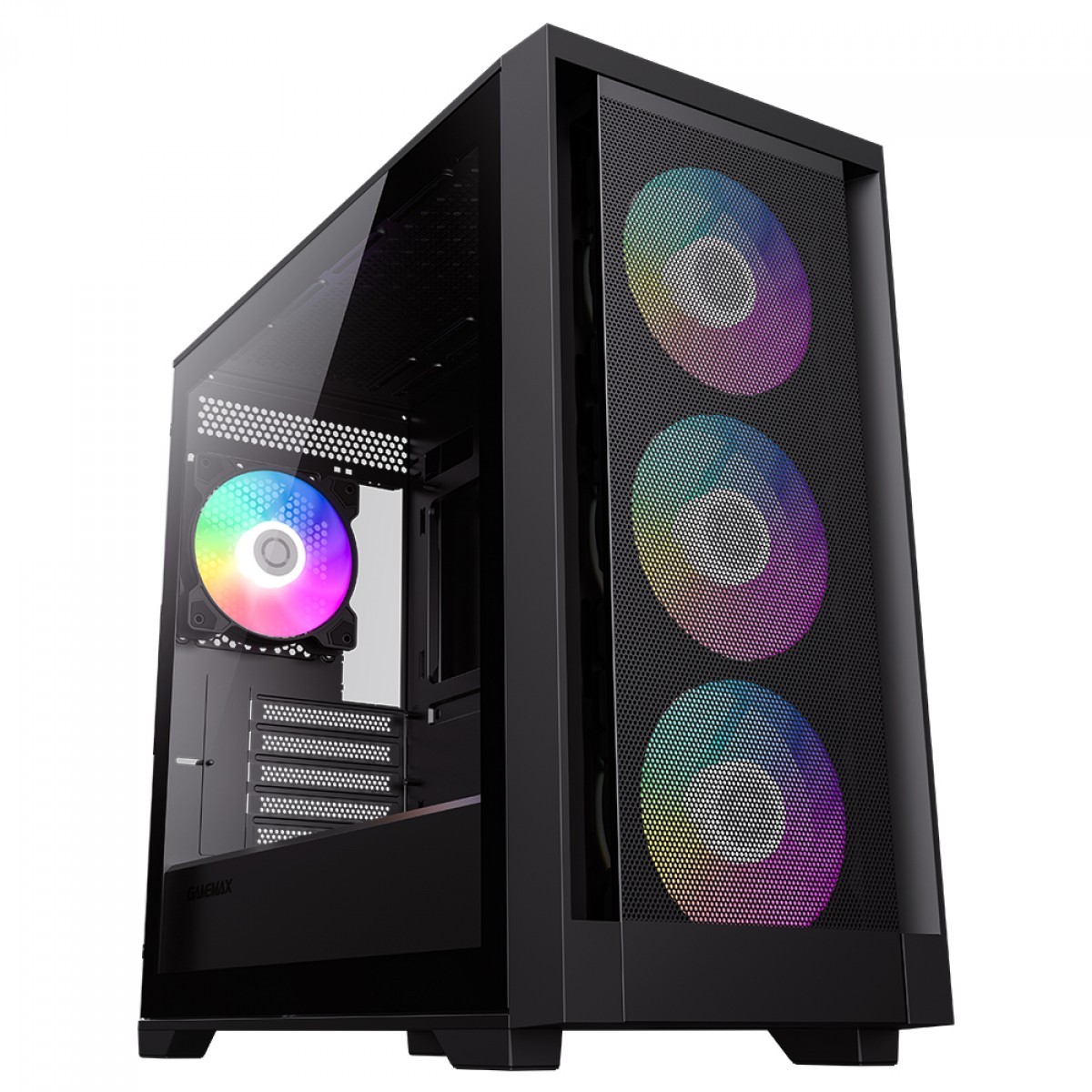 Gabinete Gamer Gamemax Defender MB BK, Mid Tower, MATX, Vidro Temperado, Black, Sem Fonte, Sem Fan