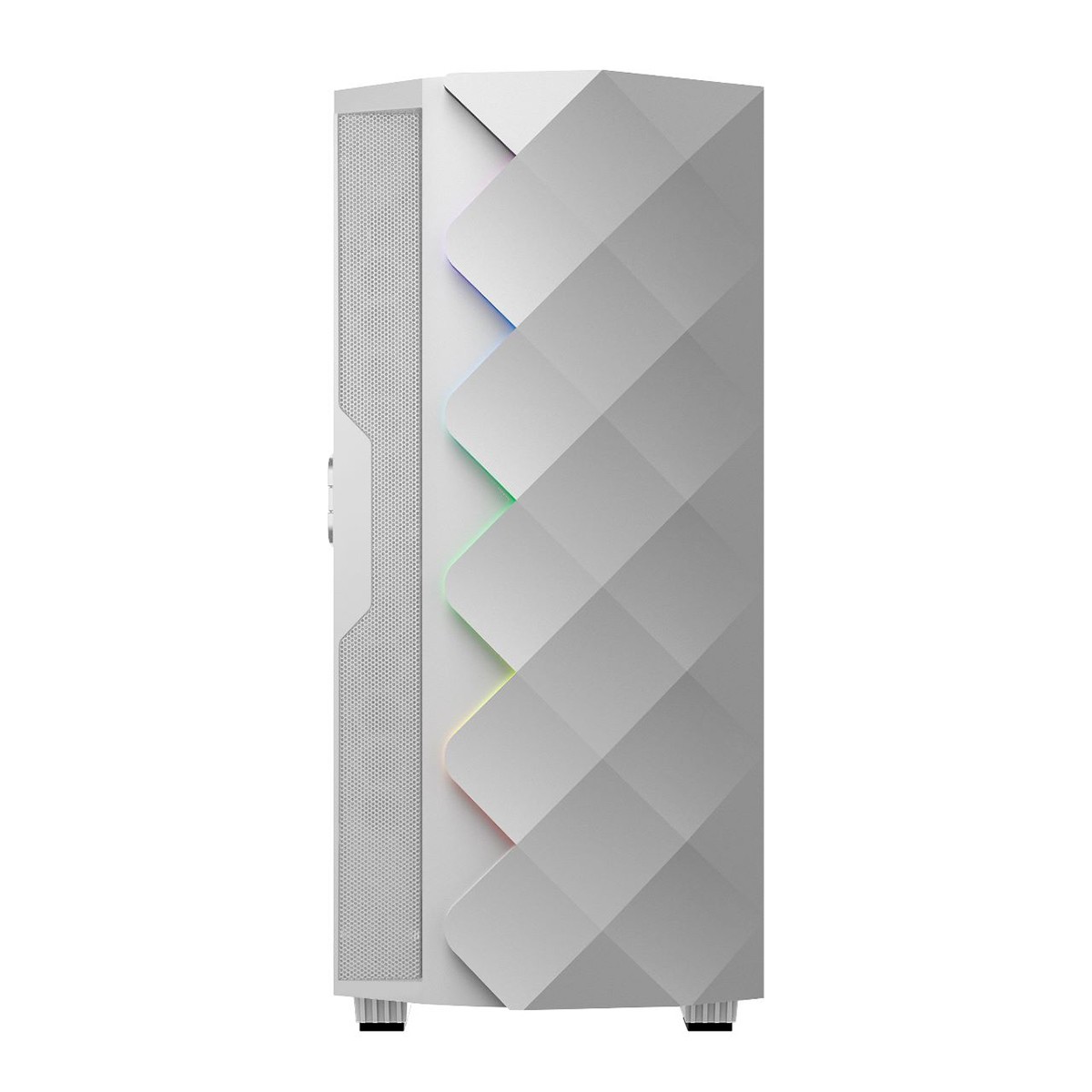 Gabinete Gamer Gamemax Diamond 3601 WF, RGB,  Mid Tower, Vidro Temperado, Full Branco, Sem Fonte, Com 1 Fan