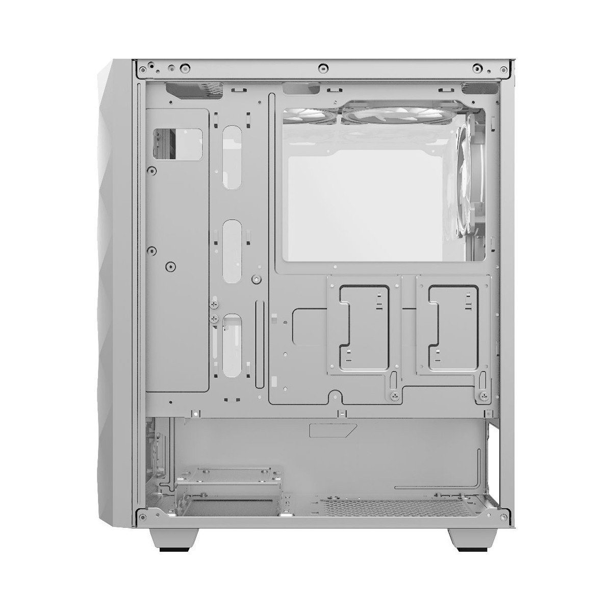Gabinete Gamer Gamemax Diamond 3601 WF, RGB,  Mid Tower, Vidro Temperado, Full Branco, Sem Fonte, Com 1 Fan