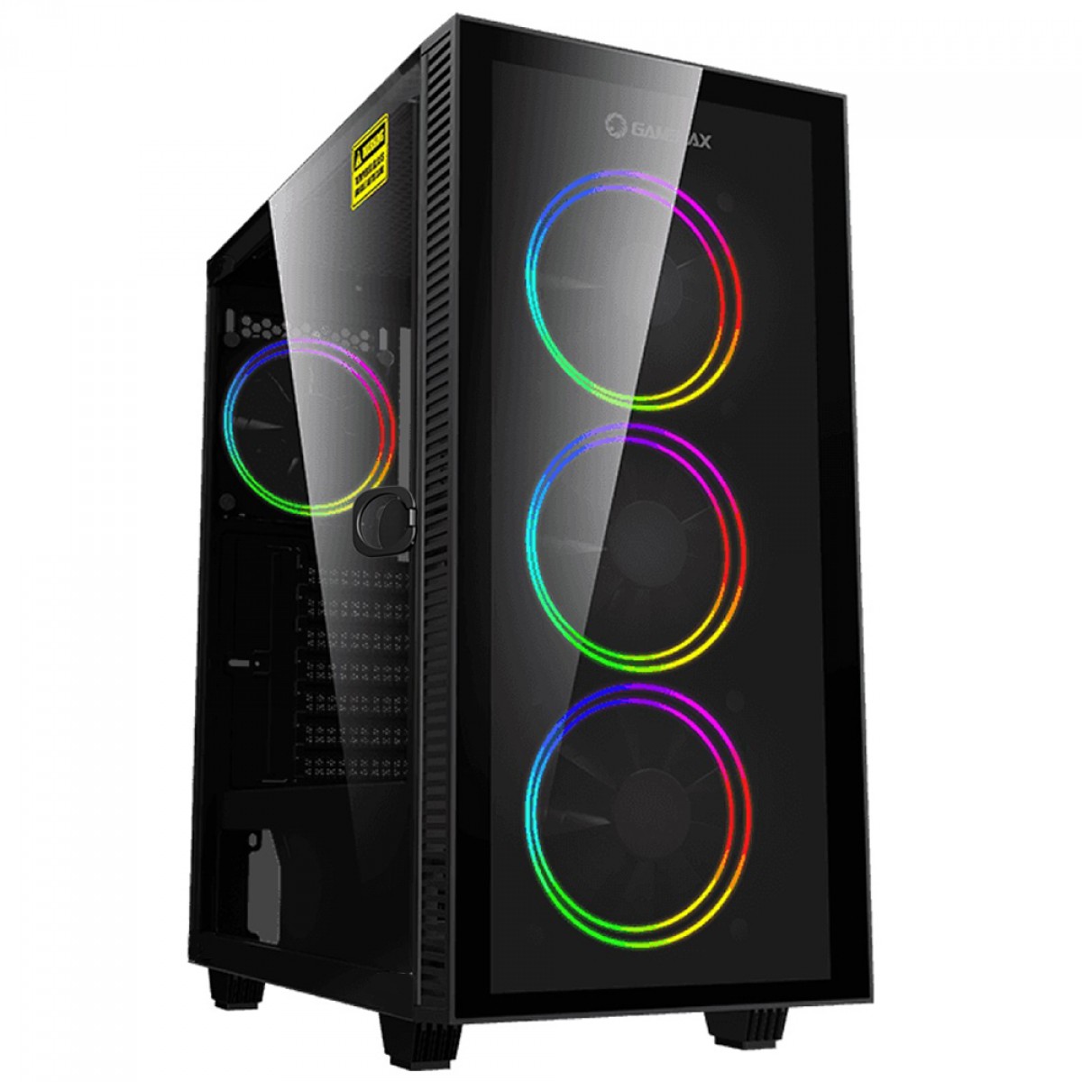Gabinete Gamer Gamemax Draco XD, Mid Tower, Vidro Temperado, RGB, Black, ATX, Sem Fonte, Com 3 Fans, 3603 V2
