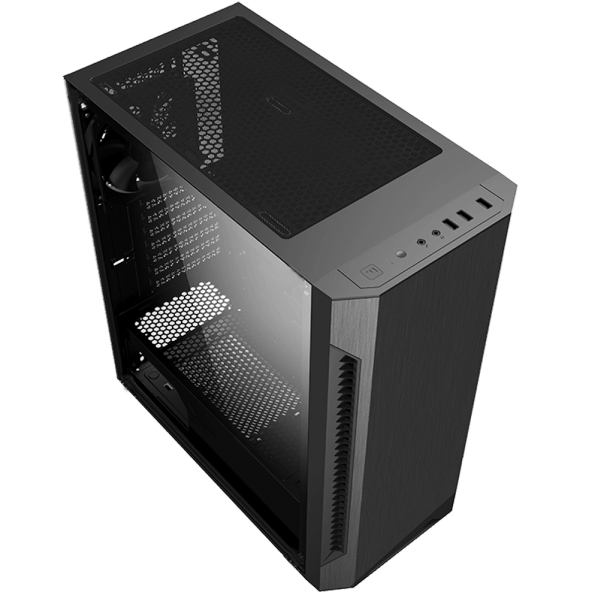 Gabinete Gamer Gamemax Fortress TG, Mid Tower, Vidro Temperado, Black, ATX, Sem Fonte, Com 2 Fans, MFG.A362 V2