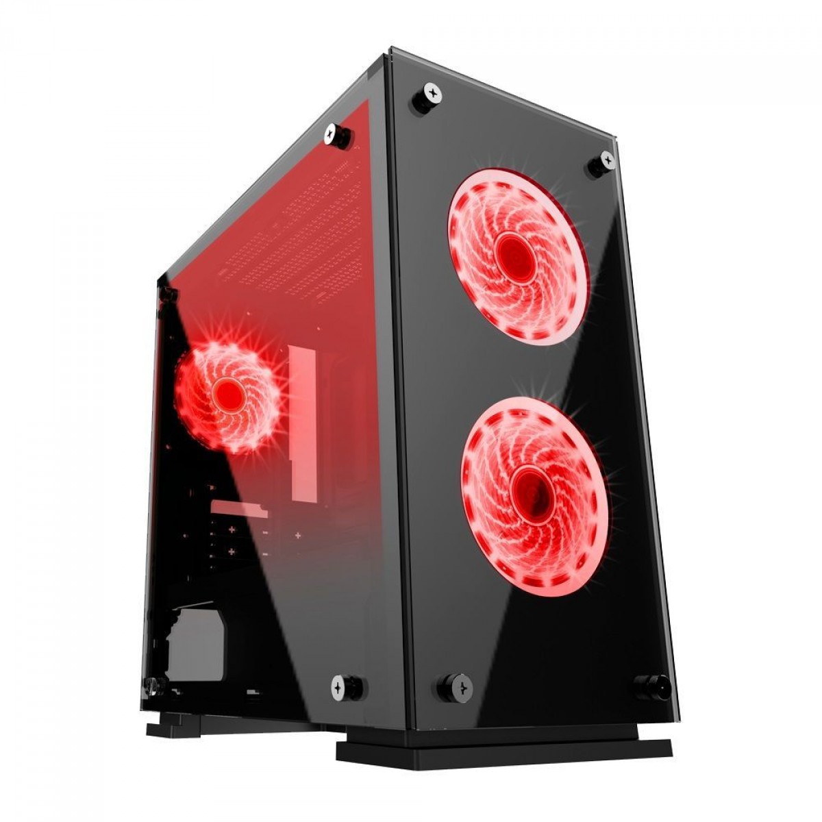 Gabinete Gamer Gamemax Hero, Mid Tower, ​​​​​​​Vidro temperado, Com 3 Fans Red, Black, Sem Fonte