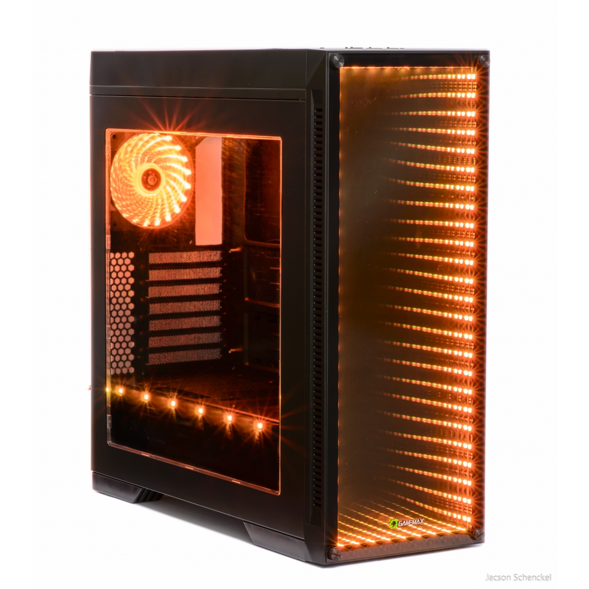 Gabinete Gamer GameMax Infinit M908 GGM RGB, Mid Tower, Com 3 Fans, Lateral Acrílico, Black, Sem Fonte