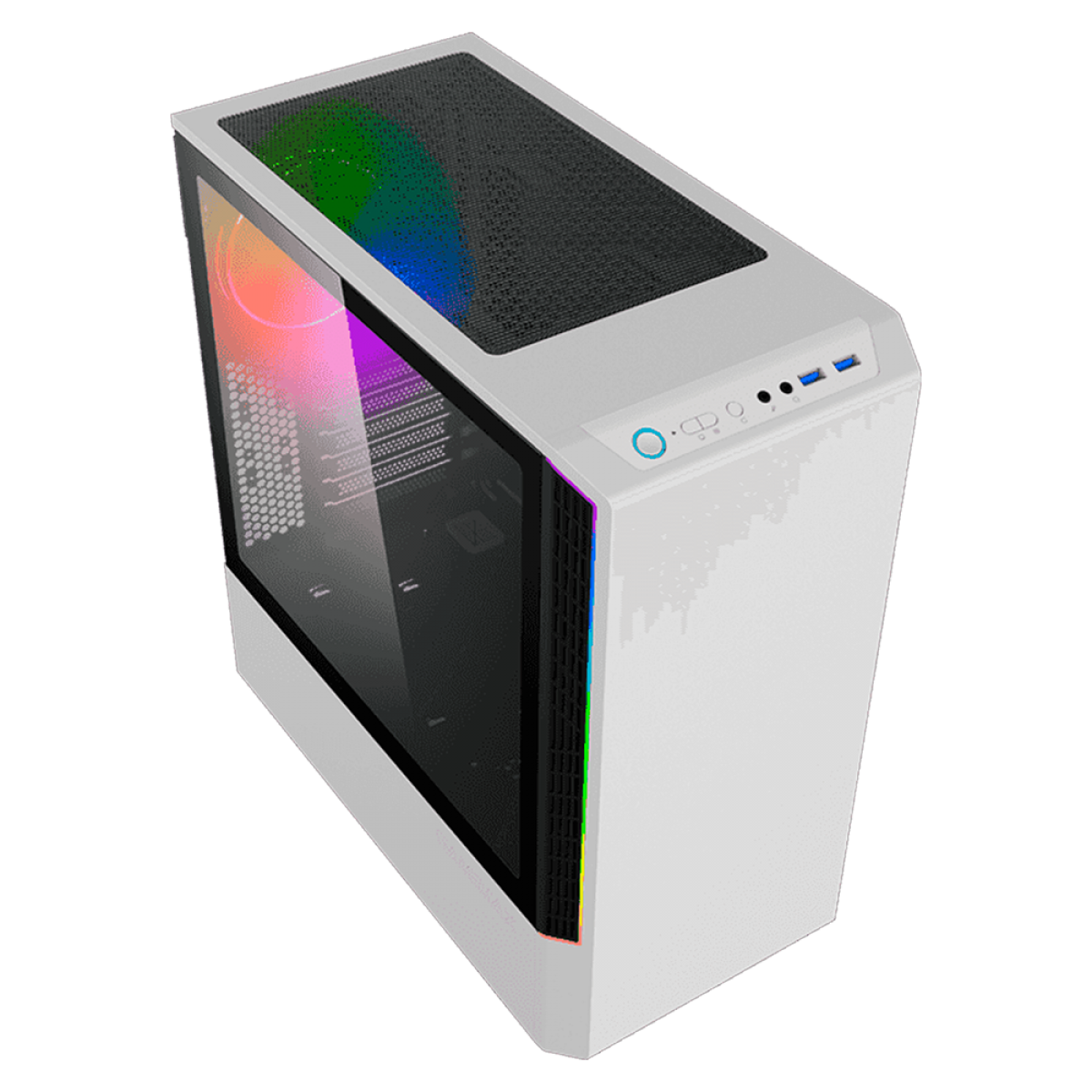 Gabinete Gamer Gamemax Precision, ARGB, 8808, White, Mid Tower, Vidro  Temperado, E-ATX, Sem Fonte, Com