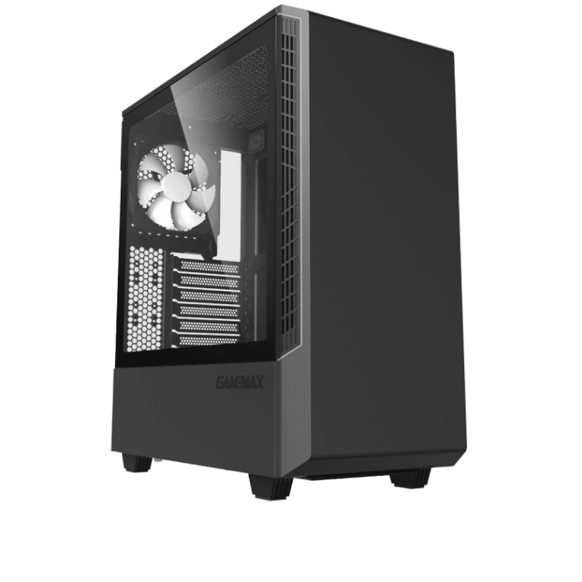 Gabinete Gamer Gamemax Panda, Mid Tower, Vidro Temperado, Black, Sem Fonte,  Com 1 Fan