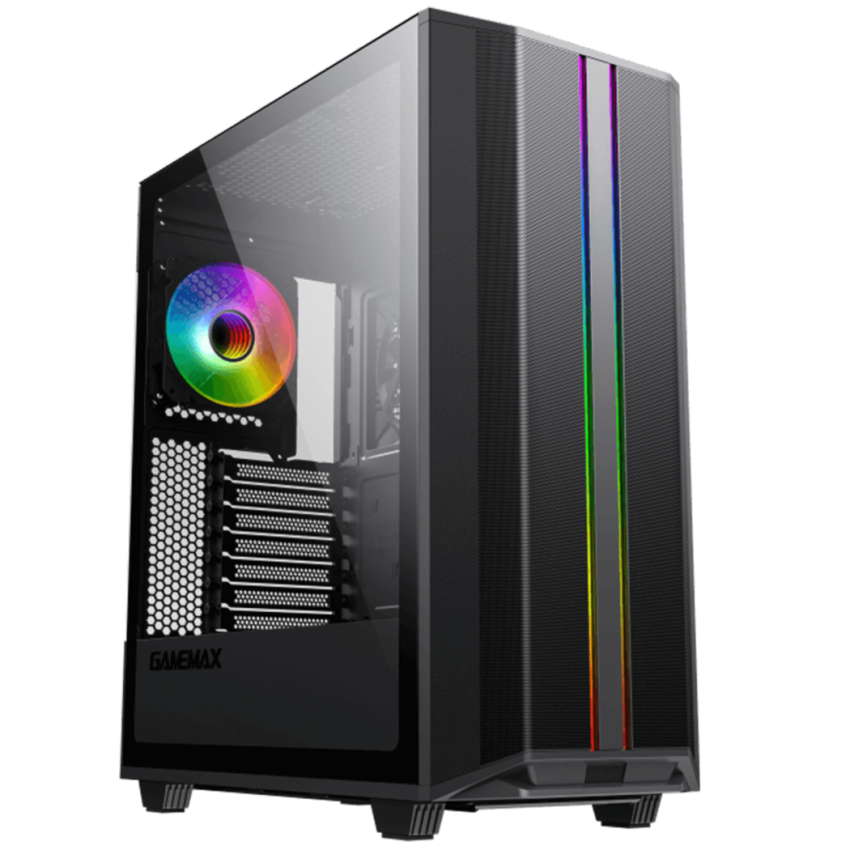 GABINETE GAMER GAMEMAX KREATOR, RGB, LATERAL VIDRO TEMPERADO, S/ FAN, S/  FONTE, PRETO - KREATOR - GABINETES - Gamemax