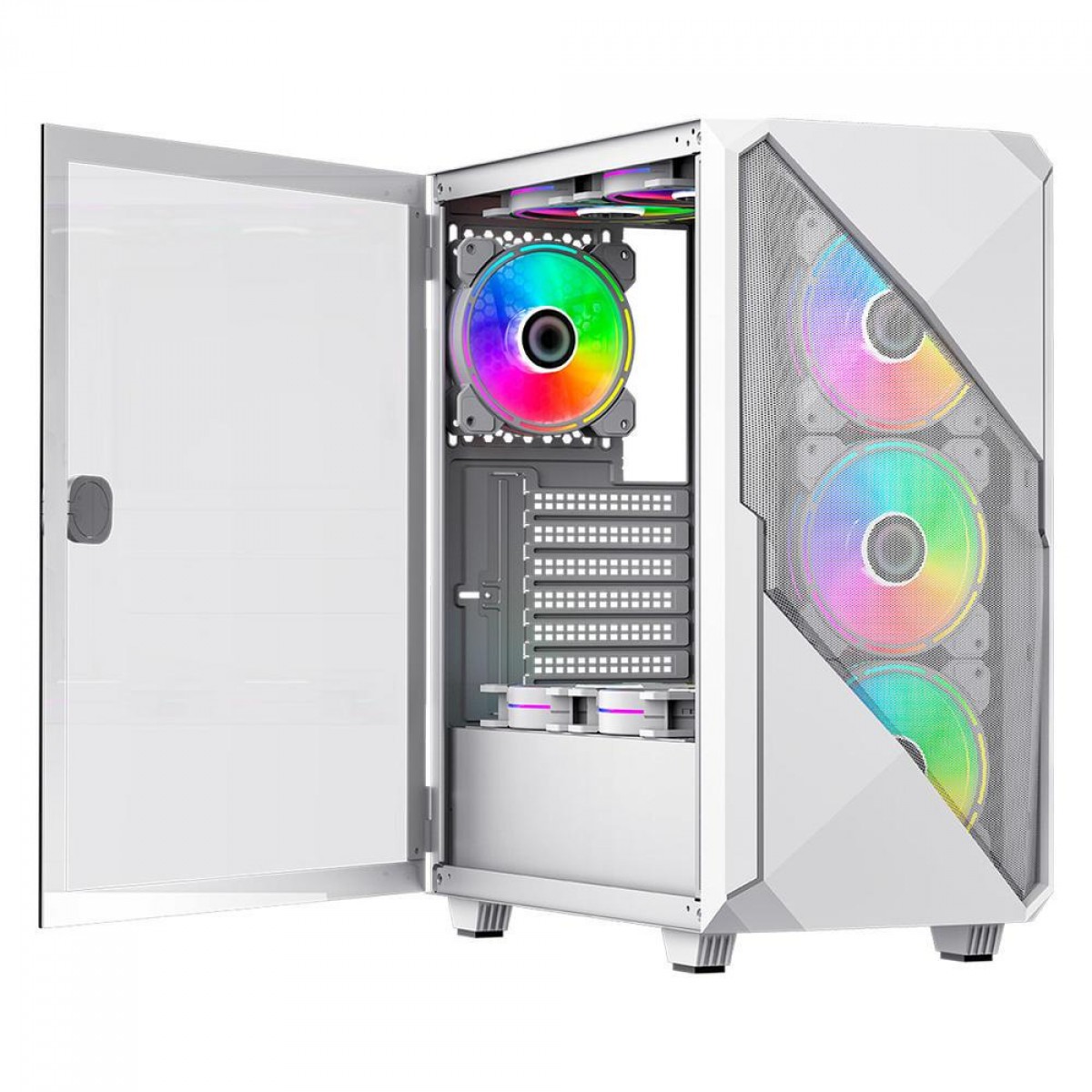 Gamemax Nova N6 Black USB3.0 Tempered Glass ATX Mid Tower Gaming Computer  Case w/ RGB Strip x Front and 1 x RGB Rainbow Fan x Rear (Pre-Installed) 