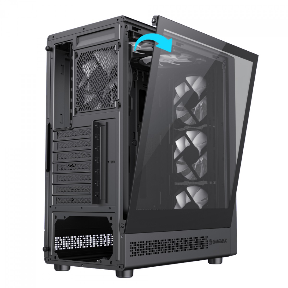 Gabinete Gamer Gamemax Storm 2 AB, Mid Tower, ATX, Vidro Temperado, Preto, Sem Fonte, Sem Fan