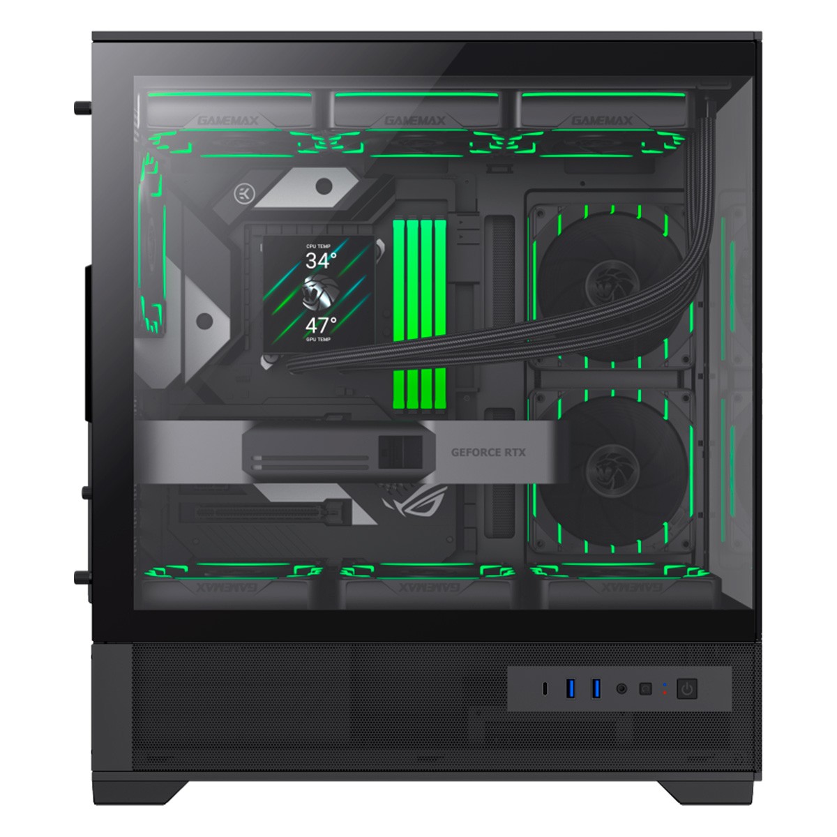 Gabinete Gamemax Vista 2 AB, Mid Tower, ATX, Vidro Temperado, Preto, Sem Fonte, Sem Fans