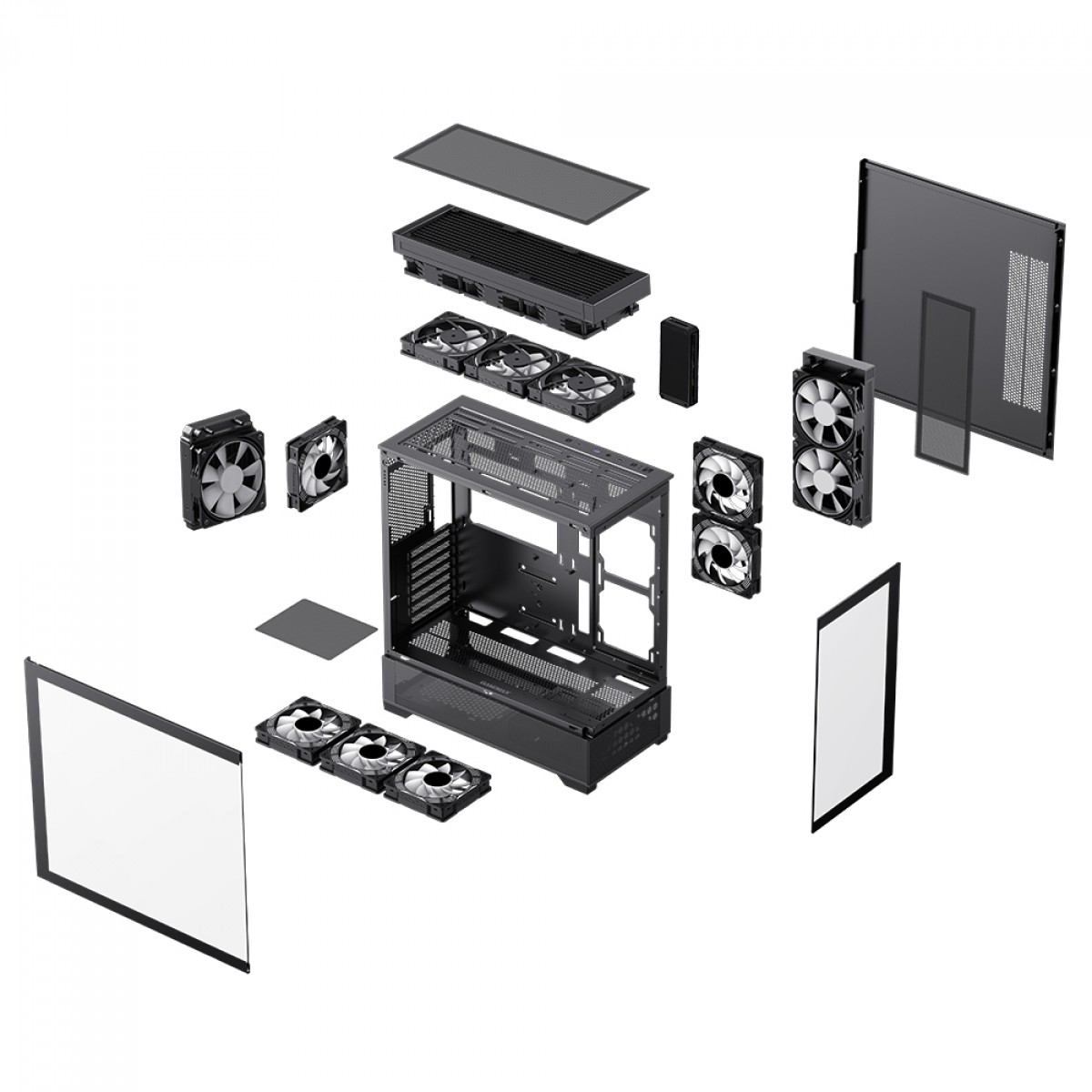 Gabinete Gamer Gamemax Vista Black, Mid Tower, ATX, Vidro Temperado, Preto, Sem Fonte, Sem Fans 