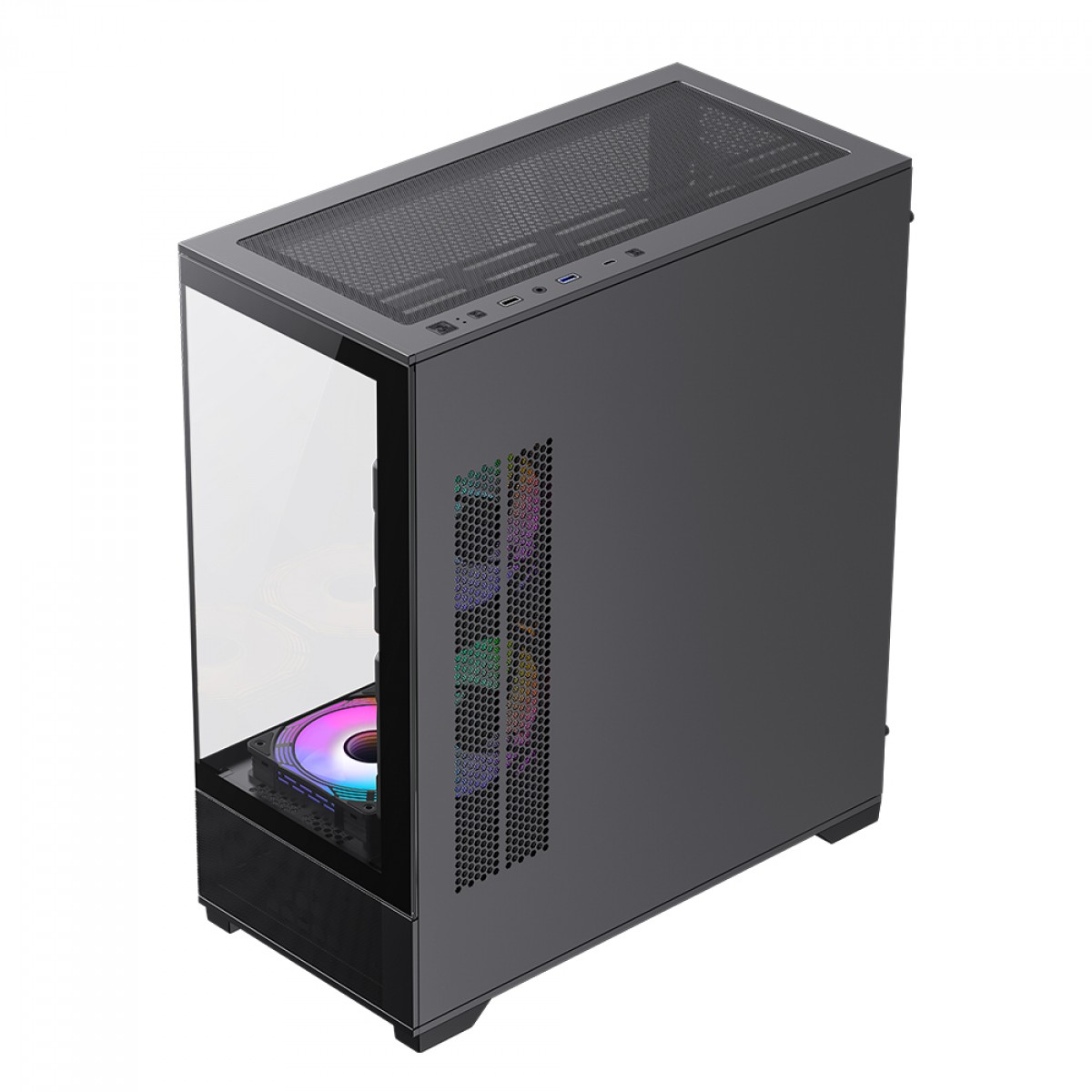 Gabinete Gamer Gamemax Vista Black, Mid Tower, ATX, Vidro Temperado, Preto, Sem Fonte, Sem Fans 