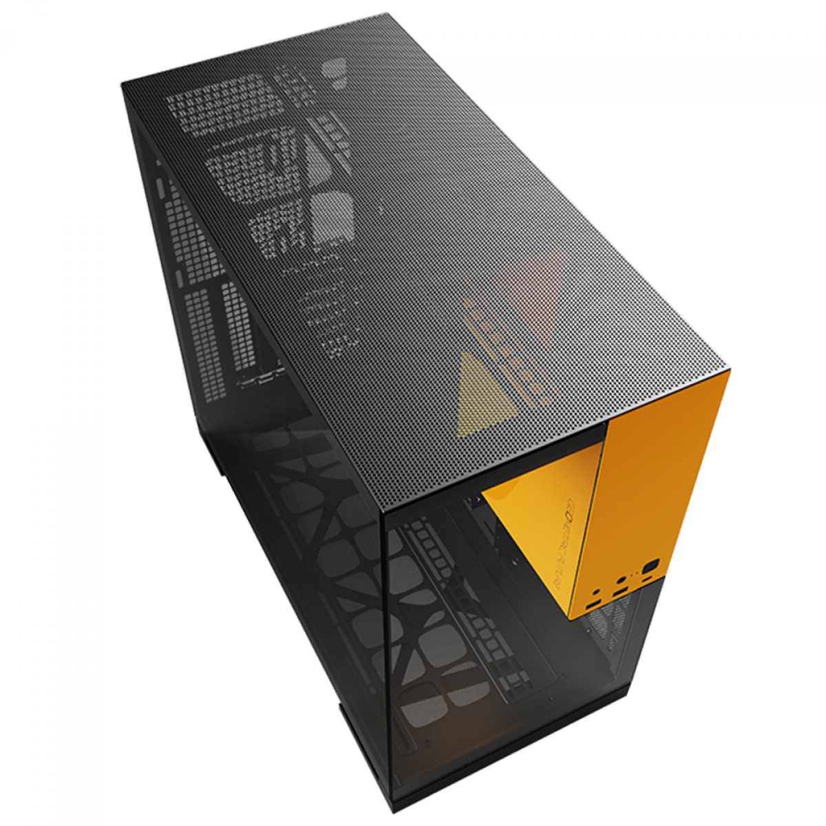 Gabinete Gamer Geometric Future Model 5, Mid Tower, Vidro Temperado, EATX, Sem Fonte, Com 5 Fans ARGB, Preto e Amarelo, GEO-M5F-BY