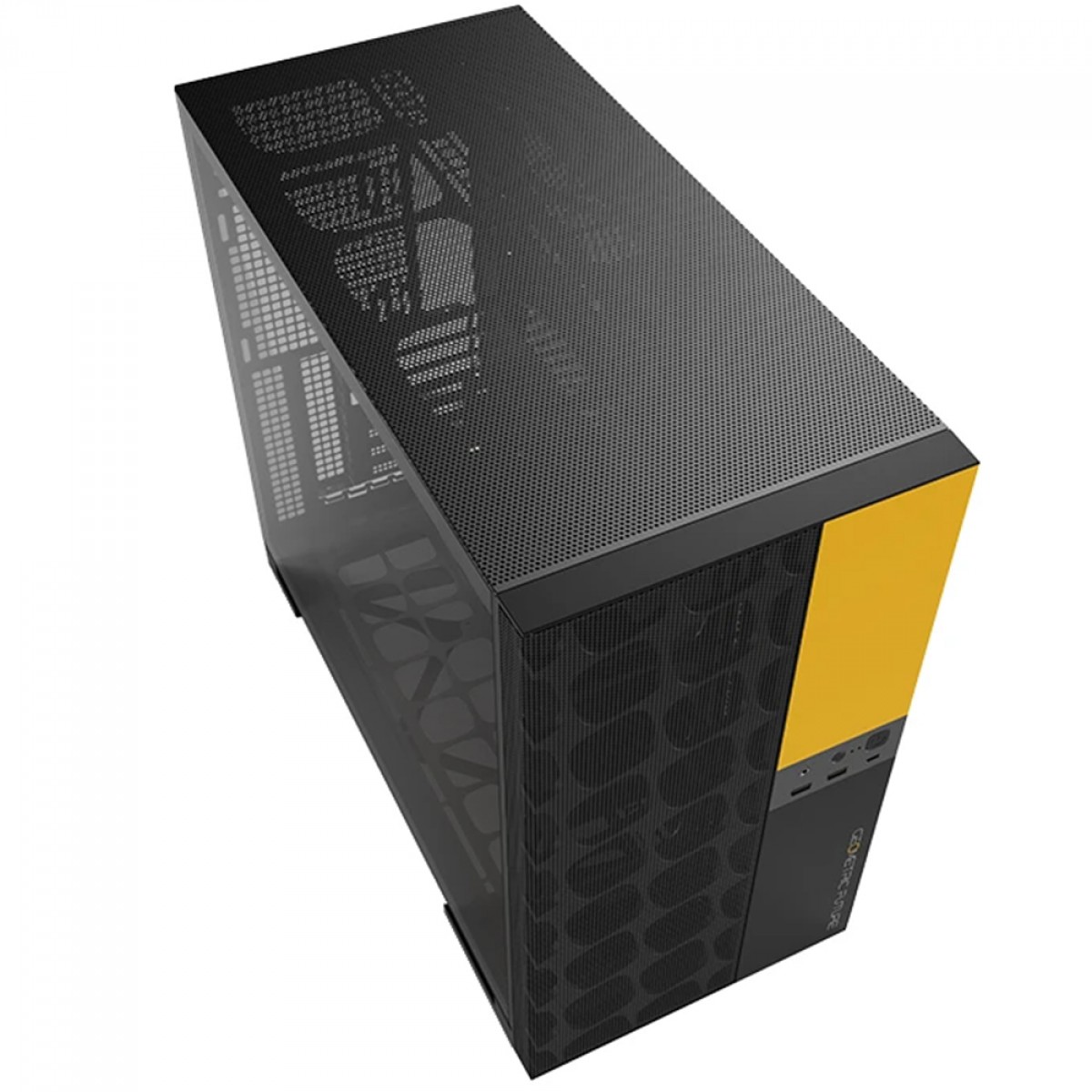 Gabinete Gamer Geometric Future Model 5 Vent, Mid Tower, Vidro Temperado, EATX, Sem Fonte, Com 5 Fans ARGB, Preto e Amarelo, GEO-M5VF-BY