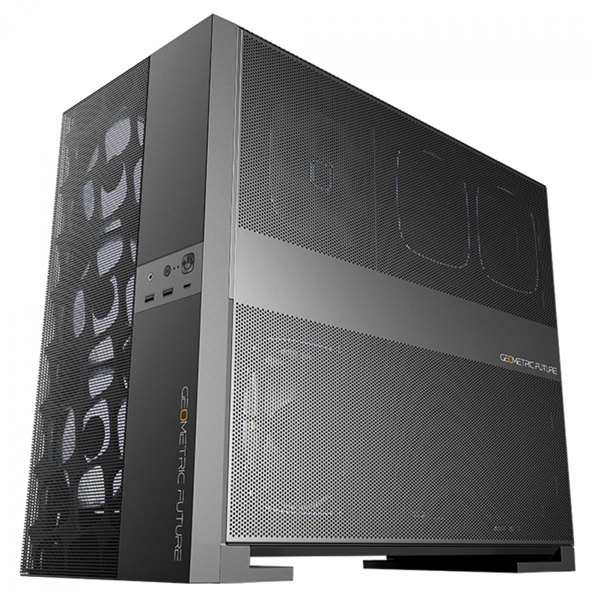 Gabinete Gamer Geometric Future Model 5 Vent, Mid Tower, Vidro Temperado, EATX, Sem Fonte, Com 5 Fans ARGB, Preto, GEO-M5VF-B