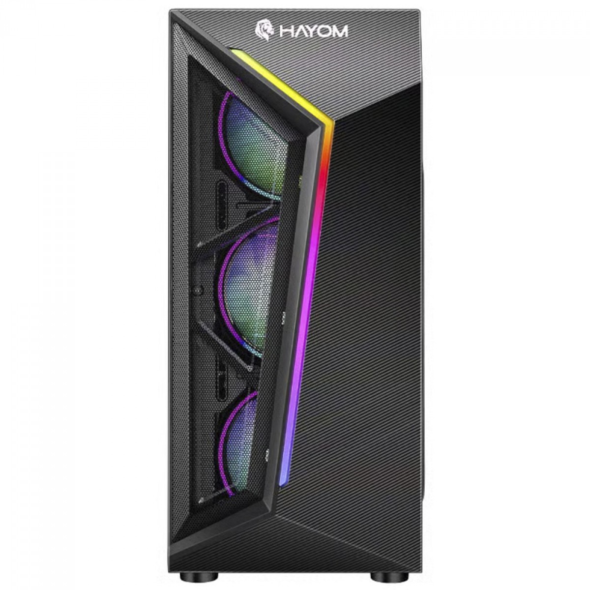 Gabinete Gamer Hayom GB1713, Mid Tower, Vidro Temperado, ATX, Sem Fonte, Com 4 Fans, Preto