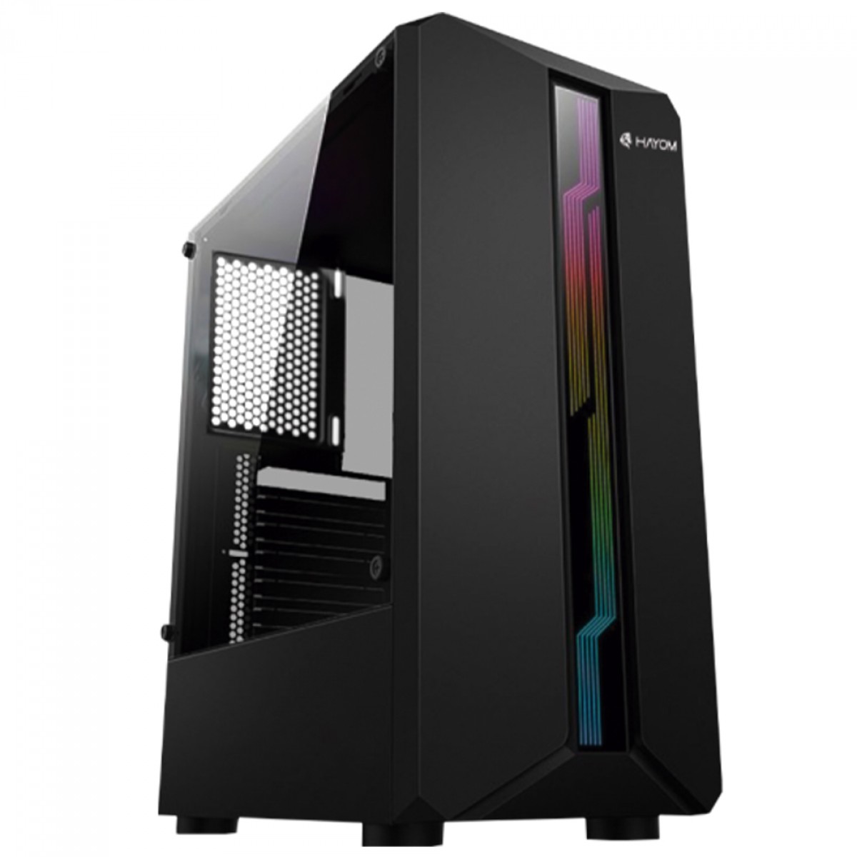 Gabinete Gamer Hayom GB1724, Mid Tower, Vidro Temperado, ATX, Sem Fonte, Sem Fans, Preto
